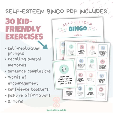 self esteem bingo|self esteem bingo for kids.
